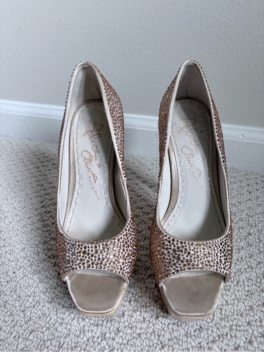 Alice + Olivia Laird-C Rhinestone Satin Platform Heels EU 37